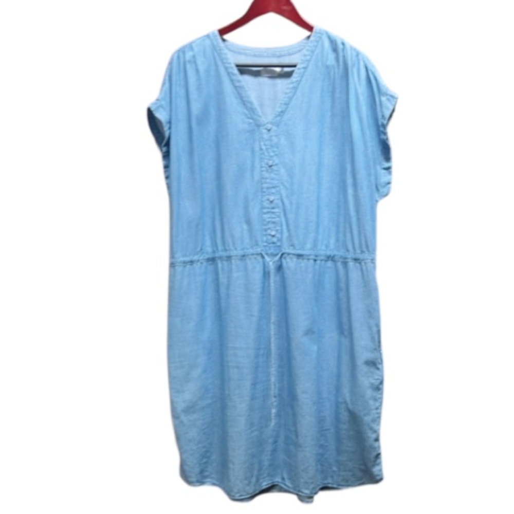 Time and Tru Chambray Dress / 2 pockets Draw-cord waist / sleeveless Sz XXL (20)